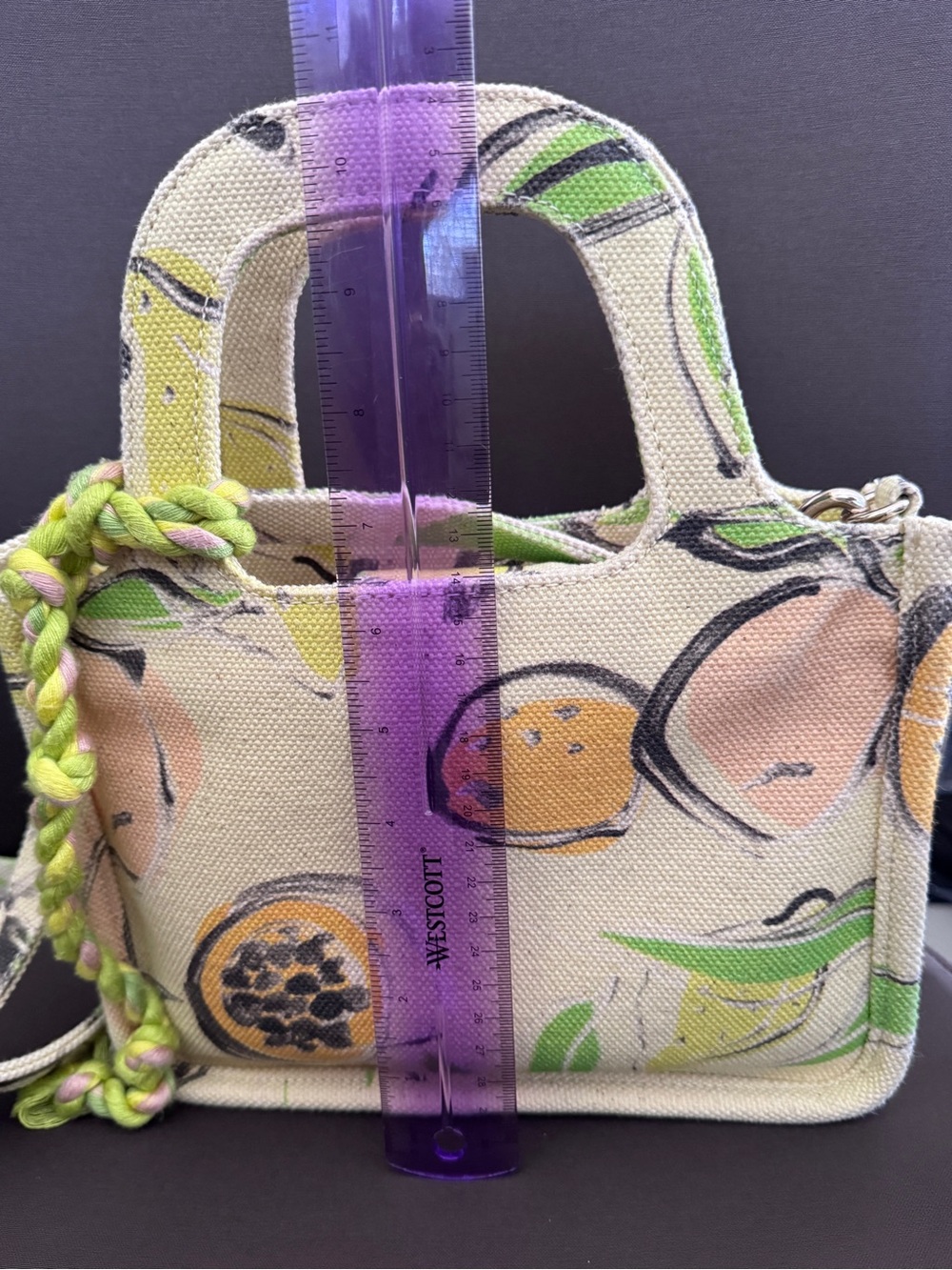 Vince Camuto Canvas Citrus Print Crossbody in Green and Yellow - Picture 7 of 9